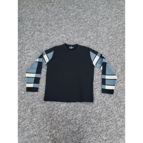 80s/90s Black and‎ Blue Wool Sweater - Picture 1 of 3